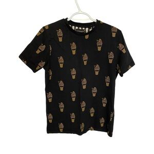 Denim & Flower Black Ice Cream Print Tee